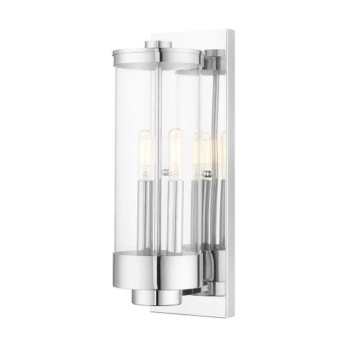 2 Light Polished Chrome Outdoor Wall Lantern Lantern Livex