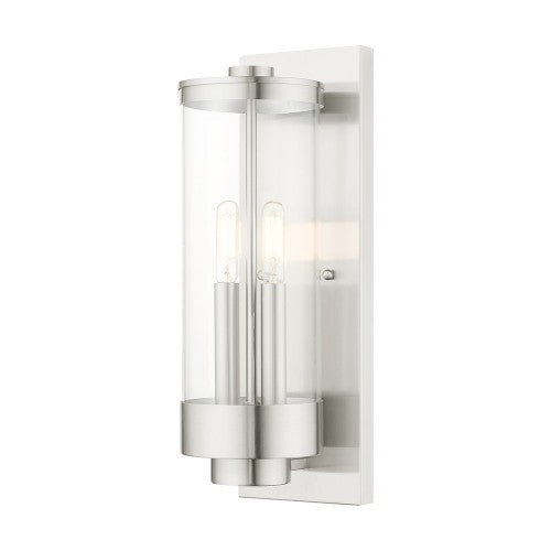 2 Light Brushed Nickel Outdoor Wall Lantern Lantern Livex