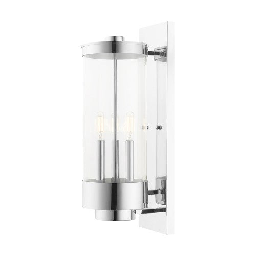 3 Light Polished Chrome Outdoor Wall Lantern Lantern Livex