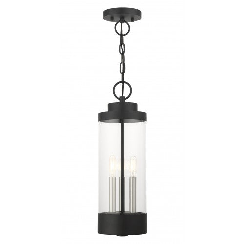 3 Light Textured Black Outdoor Pendant Lantern Lantern Livex
