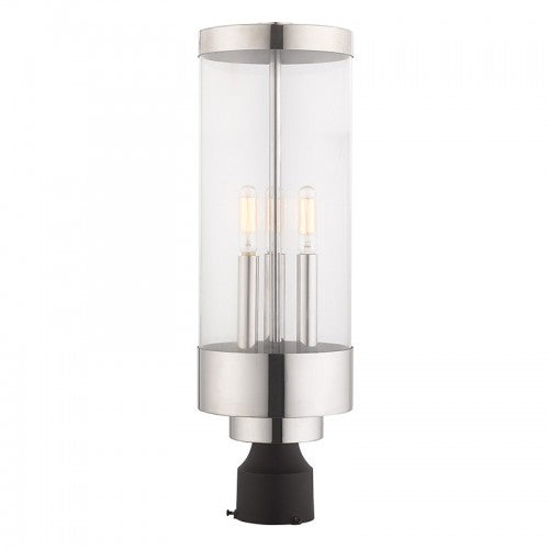 3 Light Polished Chrome Outdoor Post Top Lantern