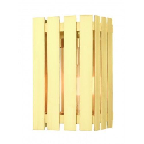 1 Light Satin Brass Outdoor Wall Lantern Exterior Livex