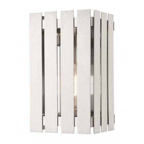 1 Light Brushed Nickel Outdoor Wall Lantern Exterior Livex