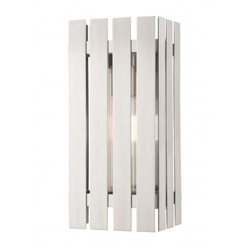 1 Light Brushed Nickel Outdoor Wall Lantern Exterior Livex