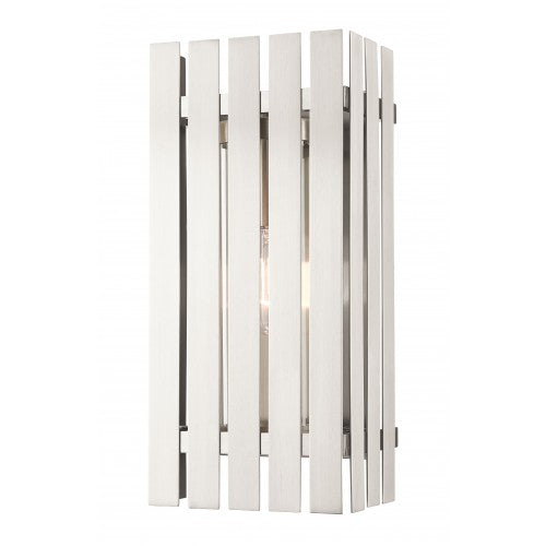 1 Light Brushed Nickel Outdoor Wall Lantern Exterior Livex