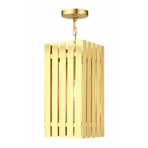 1 Light Satin Brass Outdoor Pendant Lantern Exterior Livex
