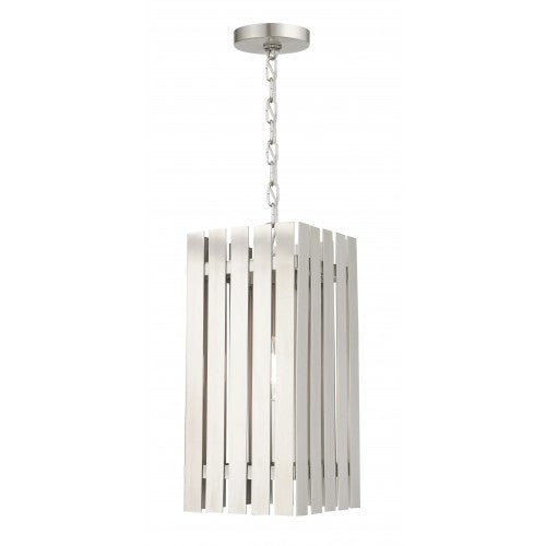 1 Light Brushed Nickel Outdoor Pendant Lantern Exterior Livex