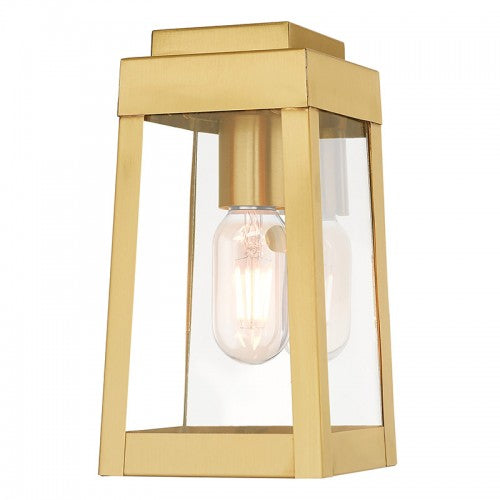 1 Light Satin Brass Outdoor Wall Lantern Exterior Livex