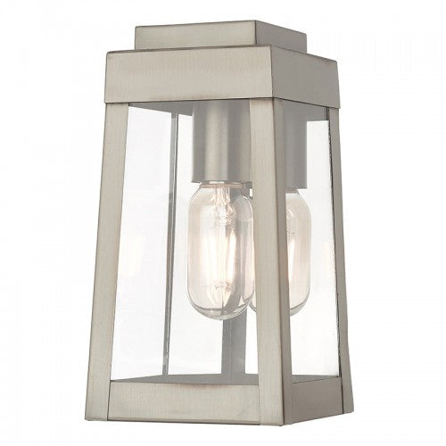 1 Light Brushed Nickel Outdoor Wall Lantern Exterior Livex