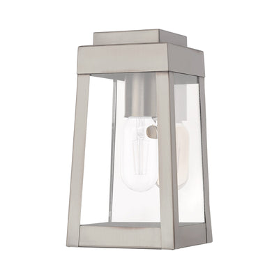 1 Light Brushed Nickel Outdoor Wall Lantern Exterior Livex