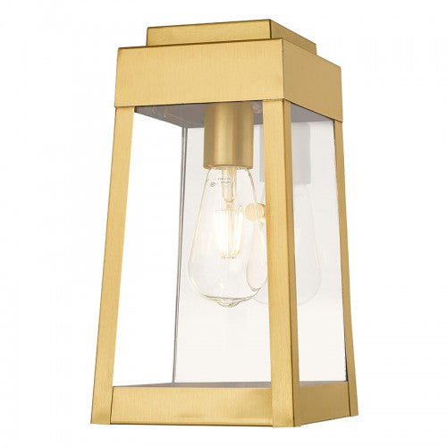 1 Light Satin Brass Outdoor Wall Lantern Exterior Livex