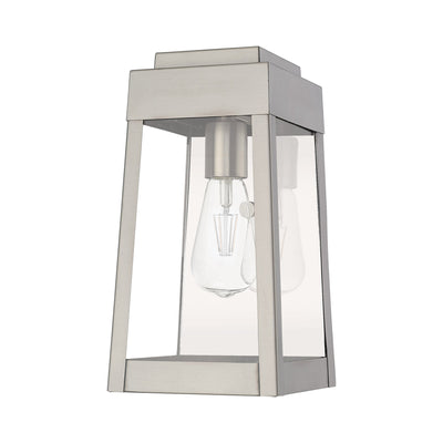 1 Light Brushed Nickel Outdoor Wall Lantern Exterior Livex