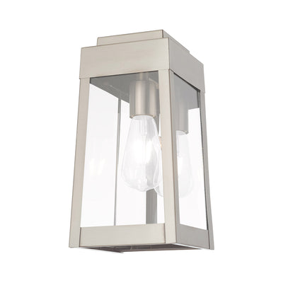 1 Light Brushed Nickel Outdoor Wall Lantern Exterior Livex