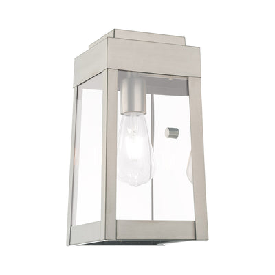 1 Light Brushed Nickel Outdoor Wall Lantern Exterior Livex