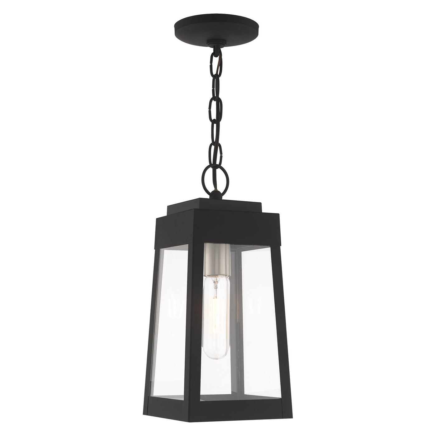 1 Light Black Outdoor Pendant Lantern Exterior Livex