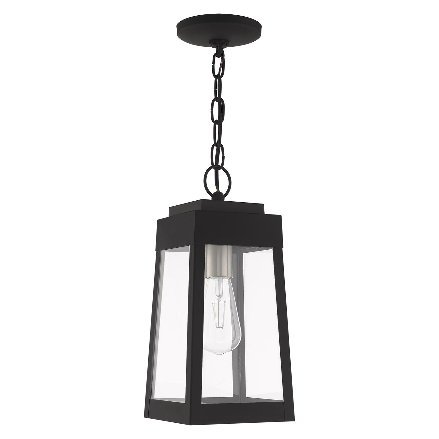 1 Light Black Outdoor Pendant Lantern Exterior Livex