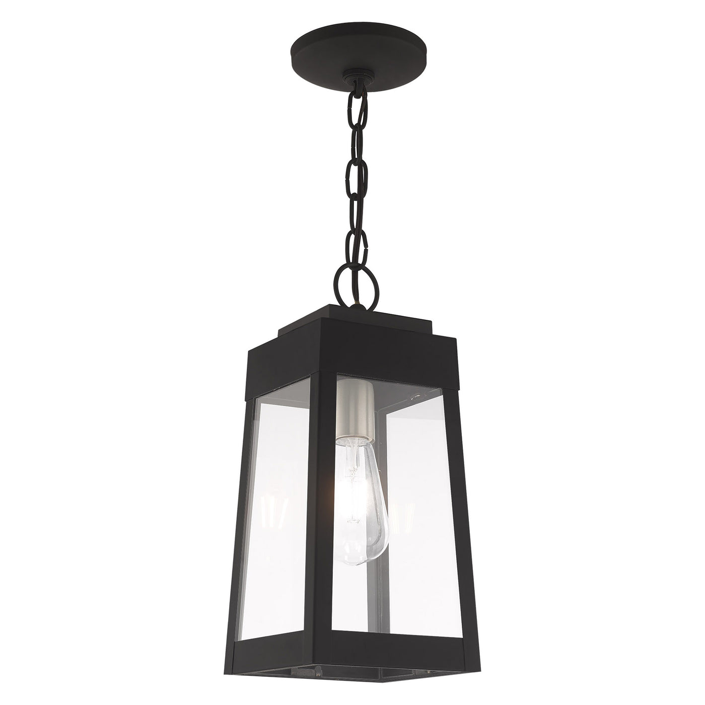 1 Light Black Outdoor Pendant Lantern Exterior Livex