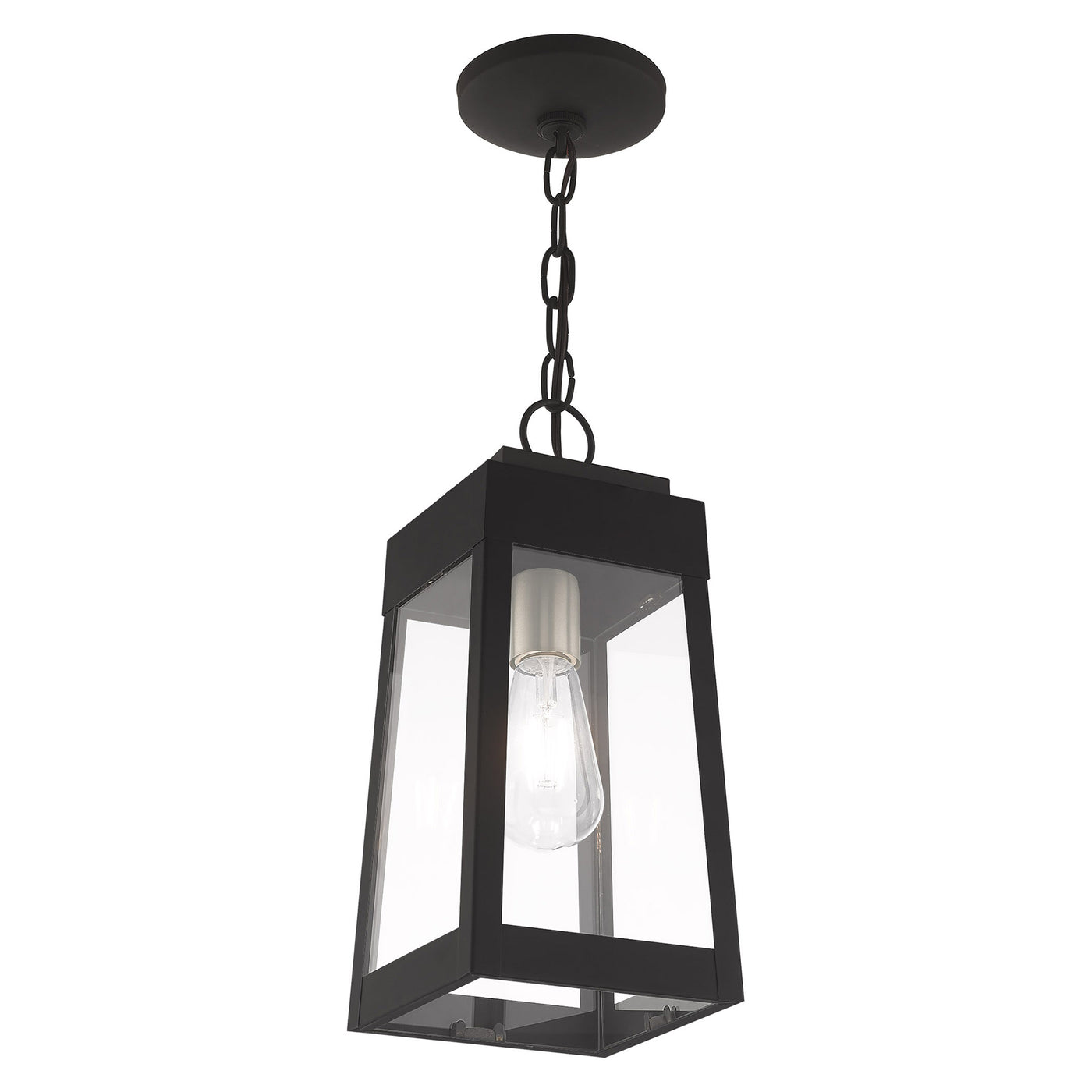 1 Light Black Outdoor Pendant Lantern Exterior Livex