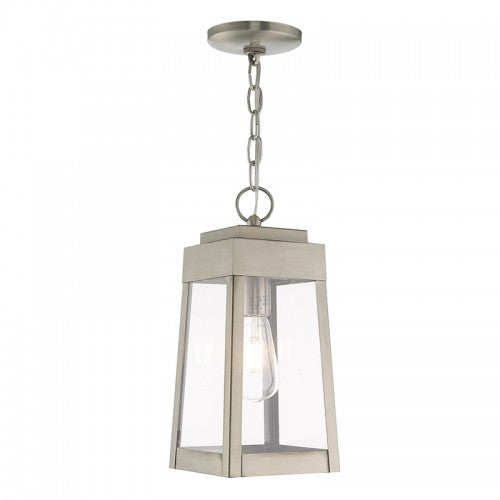 1 Light Brushed Nickel Outdoor Pendant Lantern Exterior Livex