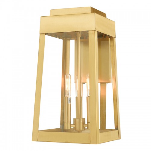 3 Light Satin Brass Outdoor Wall Lantern Exterior Livex