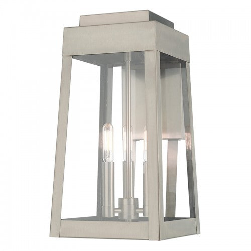 3 Light Brushed Nickel Outdoor Wall Lantern Exterior Livex