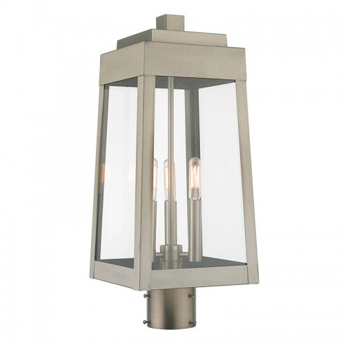 3 Light Brushed Nickel Outdoor Post Top Lantern Post Livex