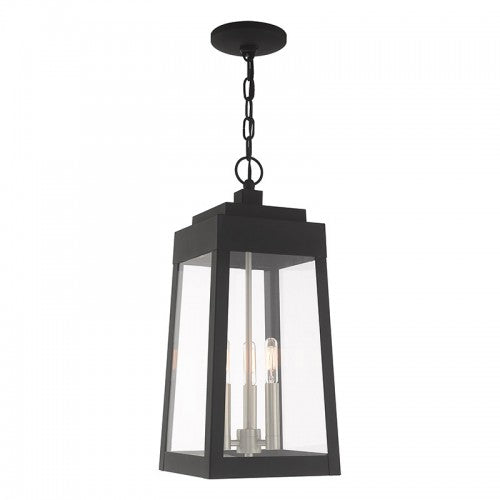 3 Light Black Outdoor Pendant Lantern Exterior Livex