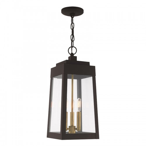 3 Light Bronze Outdoor Pendant Lantern Exterior Livex