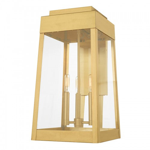 3 Light Satin Brass Outdoor Wall Lantern Exterior Livex