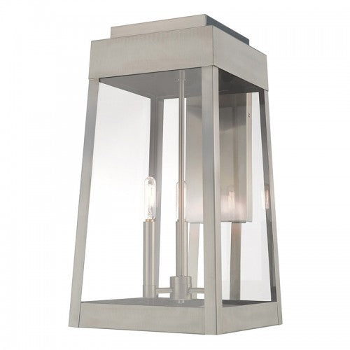 3 Light Brushed Nickel Outdoor Wall Lantern Exterior Livex