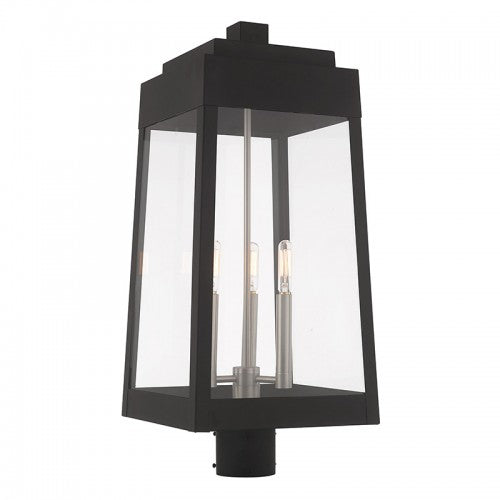 3 Light Black Outdoor Post Top Lantern