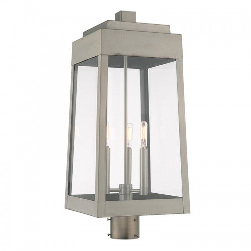 3 Light Brushed Nickel Outdoor Post Top Lantern Post Livex