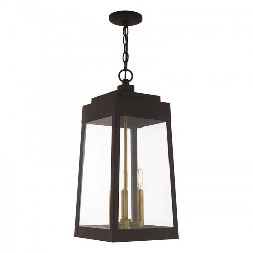 3 Light Bronze Outdoor Pendant Lantern Exterior Livex