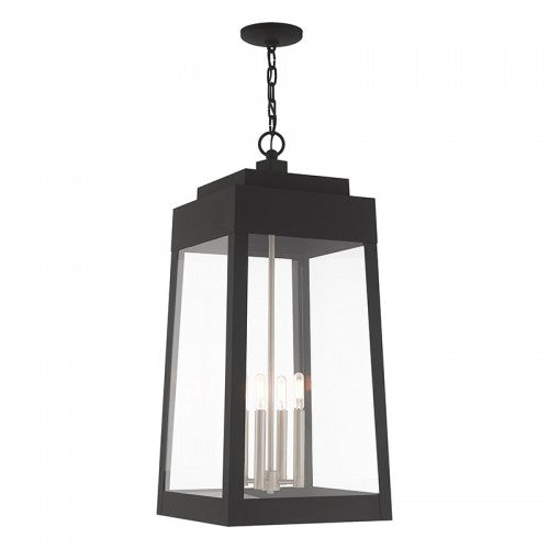 4 Light Black Outdoor Pendant Lantern Exterior Livex