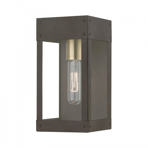 1 Light Bronze with Antique Brass Candle Outdoor Wall Lantern Exterior Livex