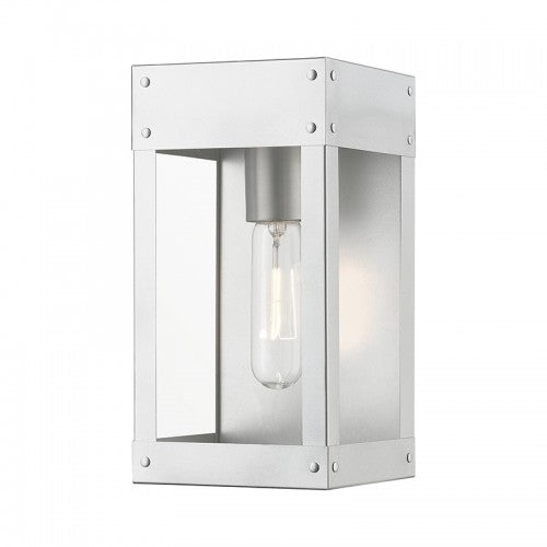 1 Light Painted Satin Nickel with Brushed Nickel Candle Outdoor Wall Lantern Exterior Livex