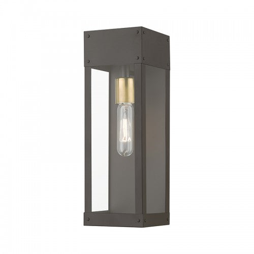 1 Light Bronze with Antique Brass Candle Outdoor Wall Lantern Exterior Livex