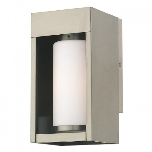 1 Light Brushed Nickel Outdoor Wall Lantern Exterior Livex