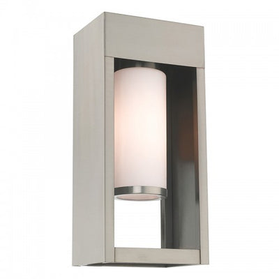 1 Light Brushed Nickel Outdoor Wall Lantern Exterior Livex