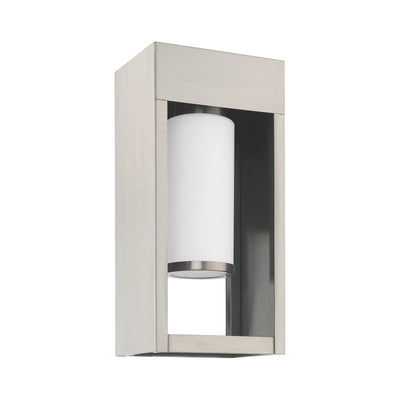 1 Light Brushed Nickel Outdoor Wall Lantern Exterior Livex