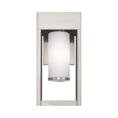 1 Light Brushed Nickel Outdoor Wall Lantern Exterior Livex