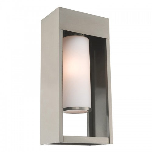 1 Light Brushed Nickel Outdoor Wall Lantern Exterior Livex