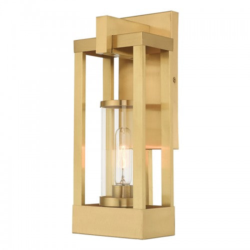 1 Light Satin Brass Outdoor Wall Lantern Exterior Livex