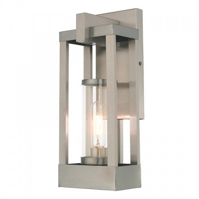 1 Light Brushed Nickel Outdoor Wall Lantern Exterior Livex