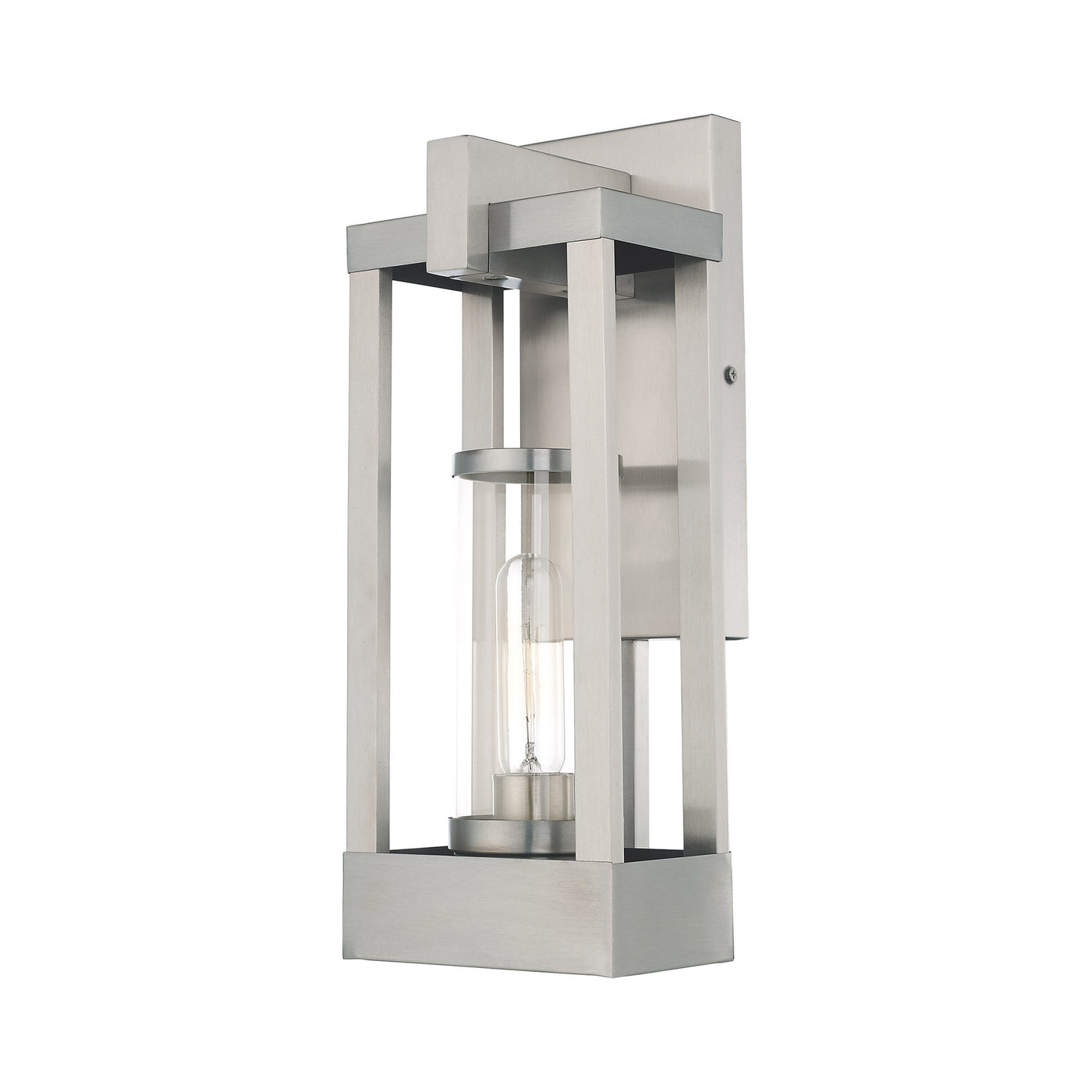 1 Light Brushed Nickel Outdoor Wall Lantern Exterior Livex