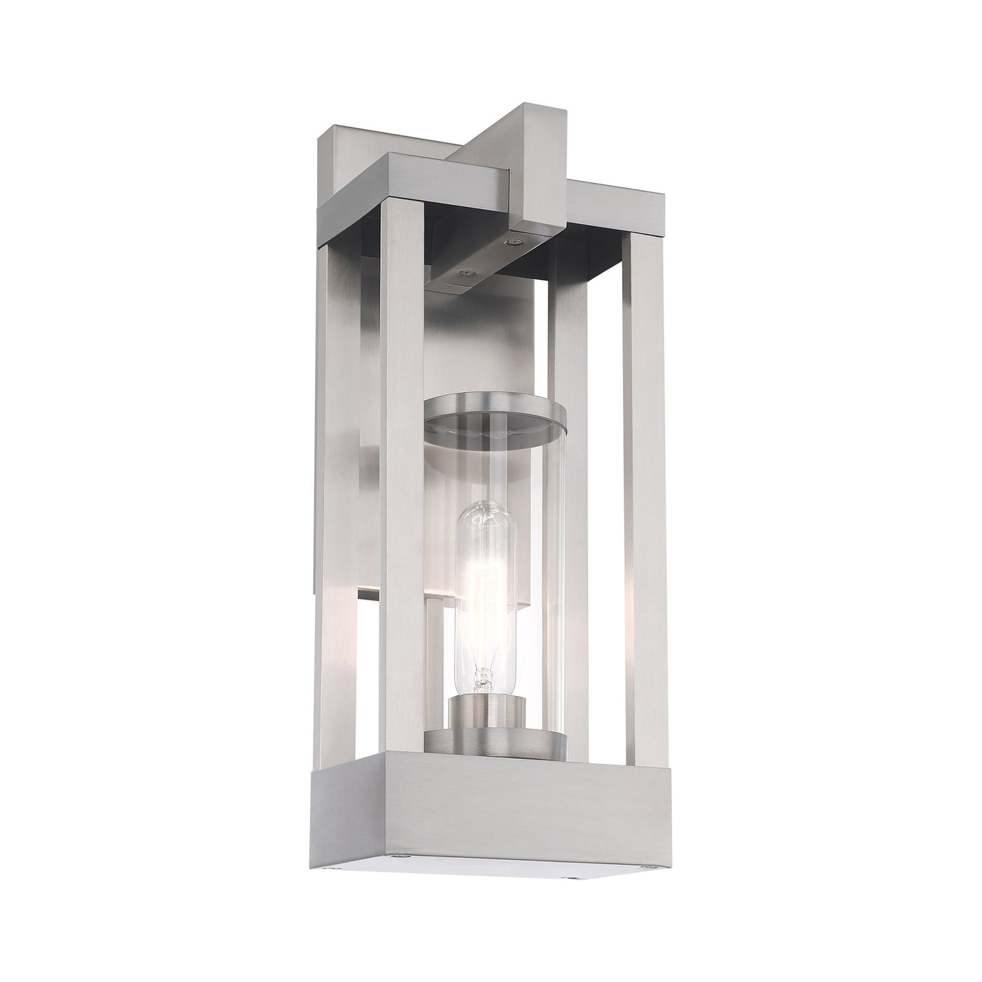 1 Light Brushed Nickel Outdoor Wall Lantern Exterior Livex