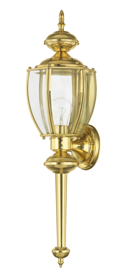 1 Light Polished Brass Outdoor Wall Lantern Exterior Livex