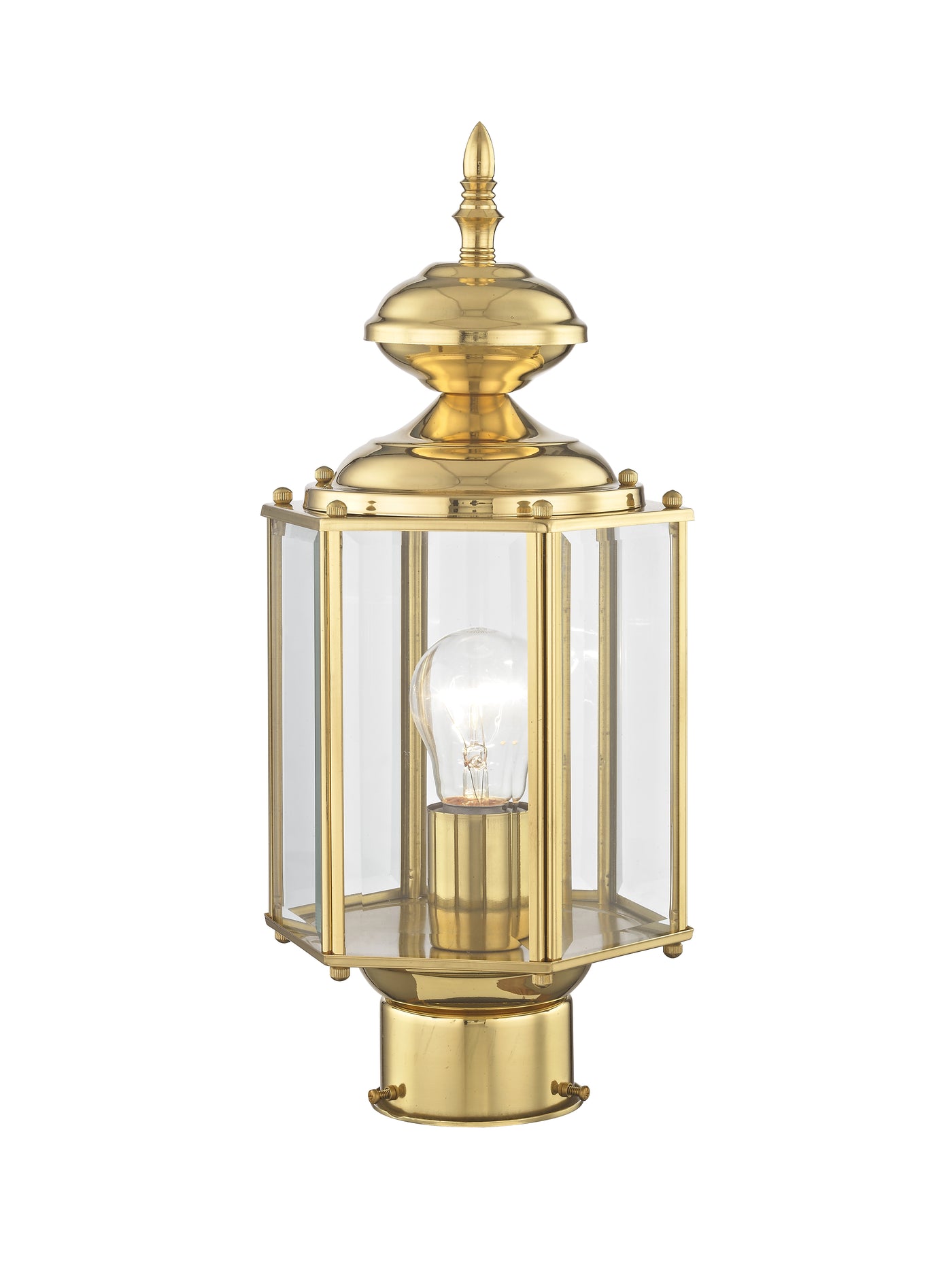 1 Light Polished Brass Outdoor Post Top Lantern Post Livex