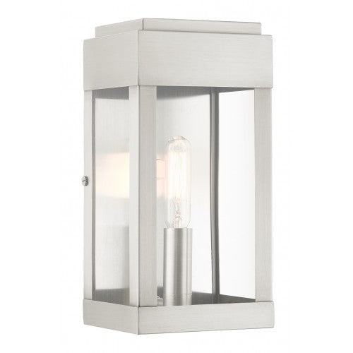 1 Light Brushed Nickel Outdoor ADA Wall Lantern Exterior Livex