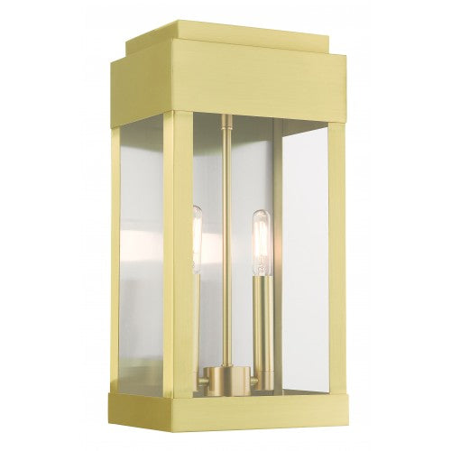 2 Light Satin Brass Outdoor Wall Lantern Exterior Livex